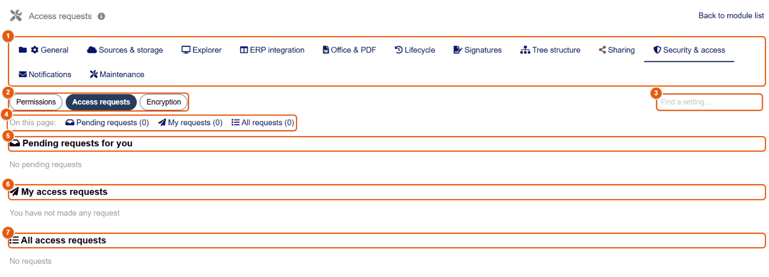 Access requests subtab