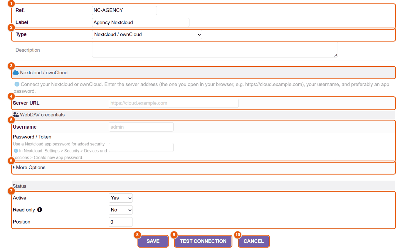 New cloud connection form