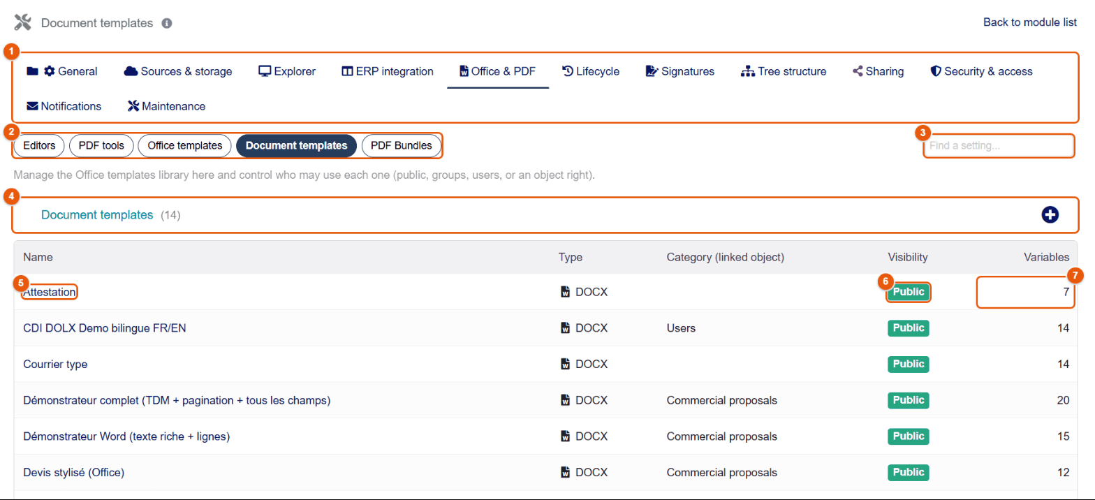 Library of document templates