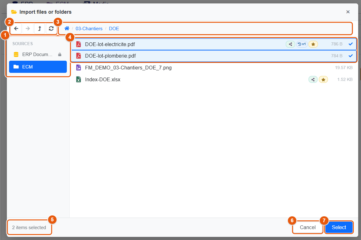 Picker for importing files or folders