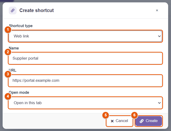 Create shortcut window