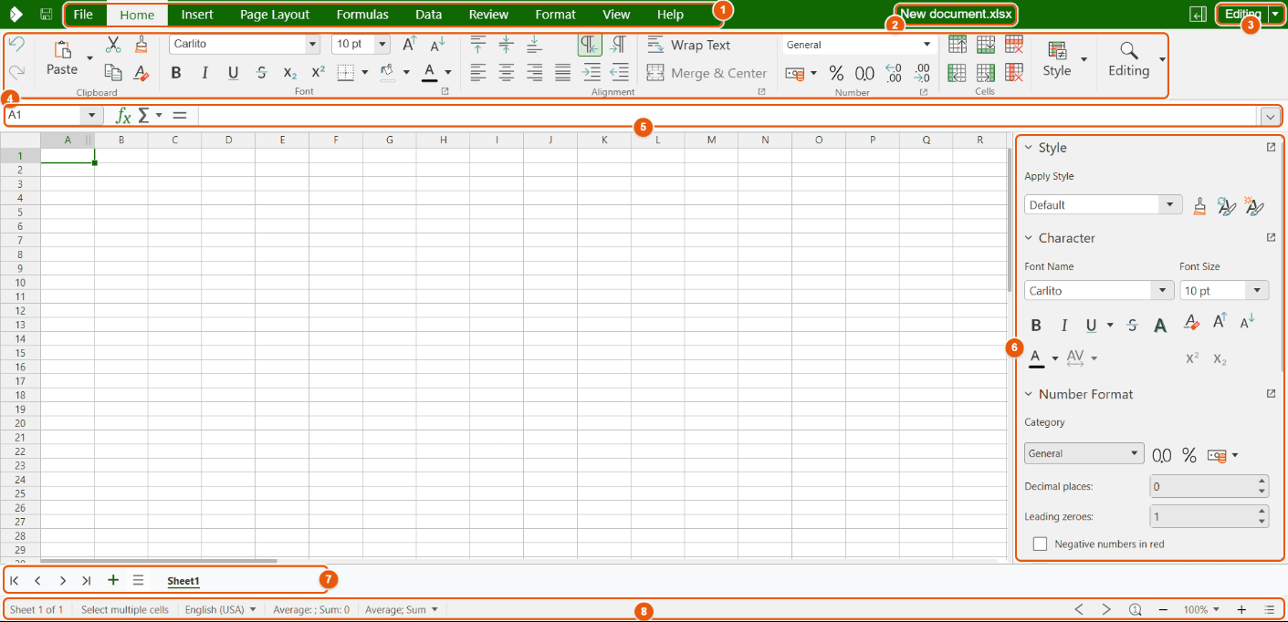 Spreadsheet open in Collabora Online
