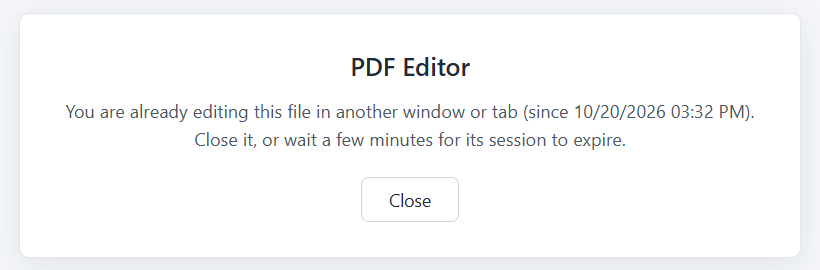 Message for a PDF already being edited