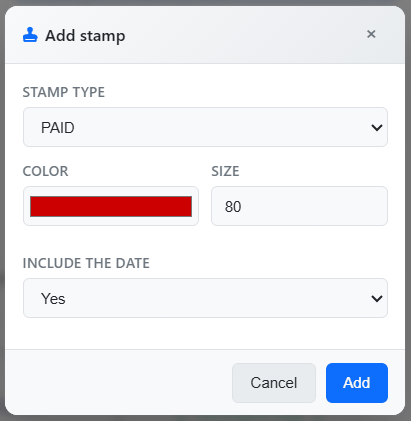 Add stamp window of the PDF editor