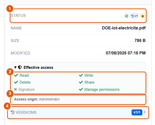 Information and effective access in the preview panel
