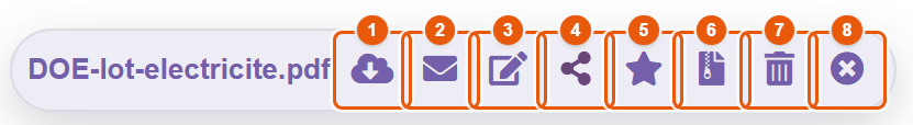 Action bar of a selected item