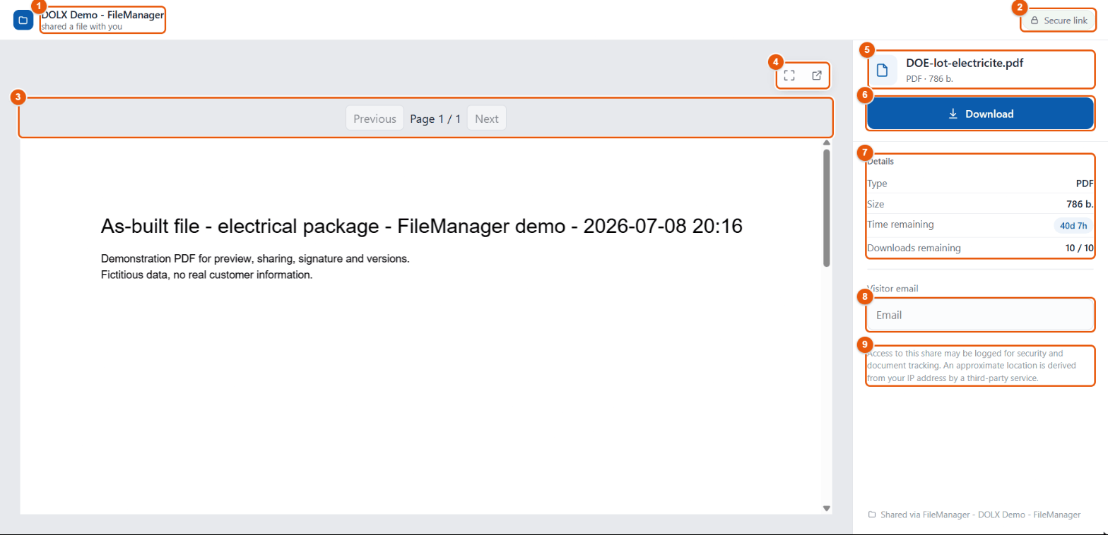 Public page of a shared document