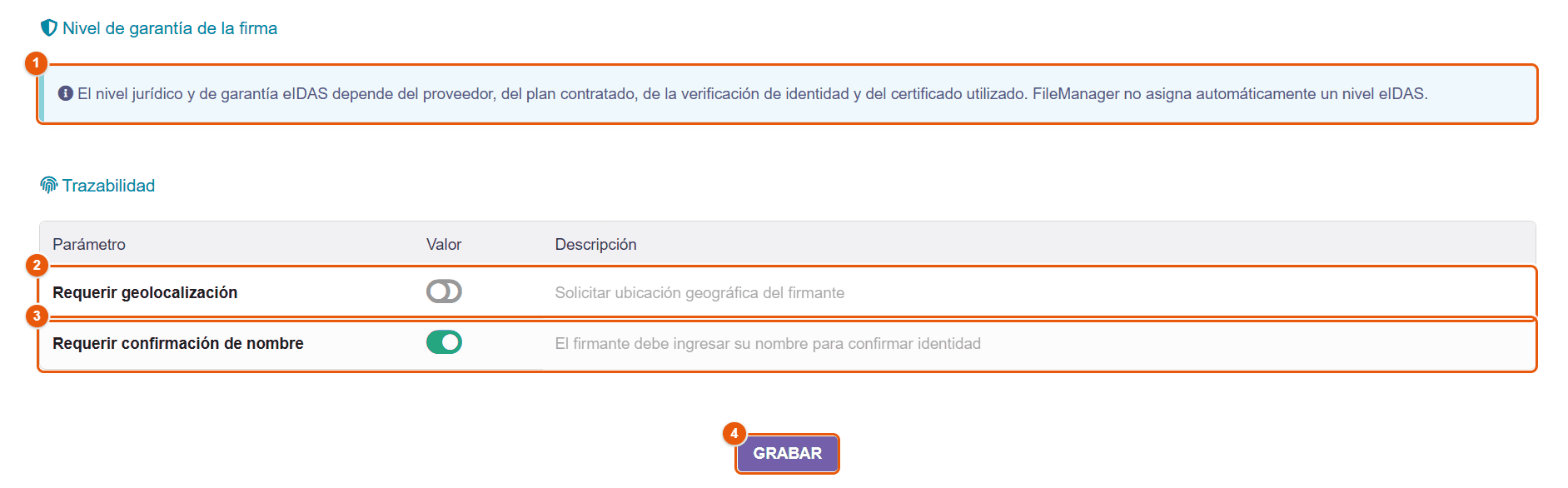 Nivel de garantía y trazabilidad