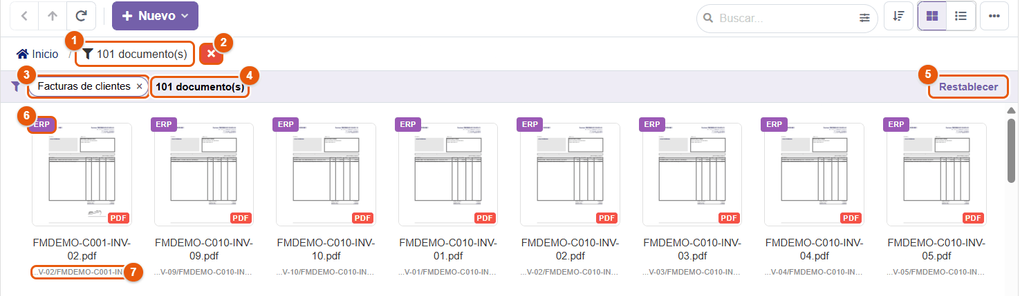 Resultados de una búsqueda por tipo de documento