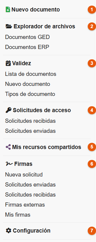 Menú izquierdo de FileManager