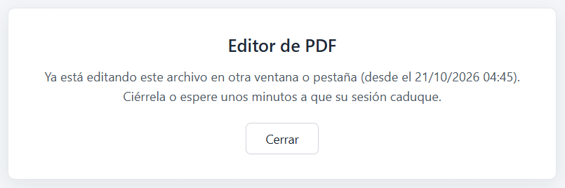 Mensaje para un PDF ya en edición
