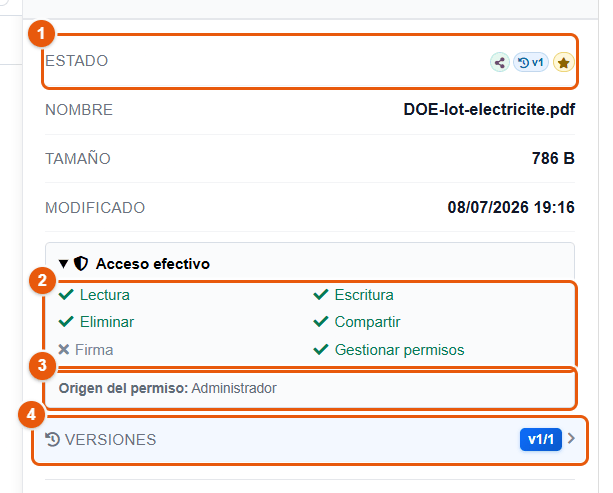 Información y acceso efectivo en el panel de vista previa
