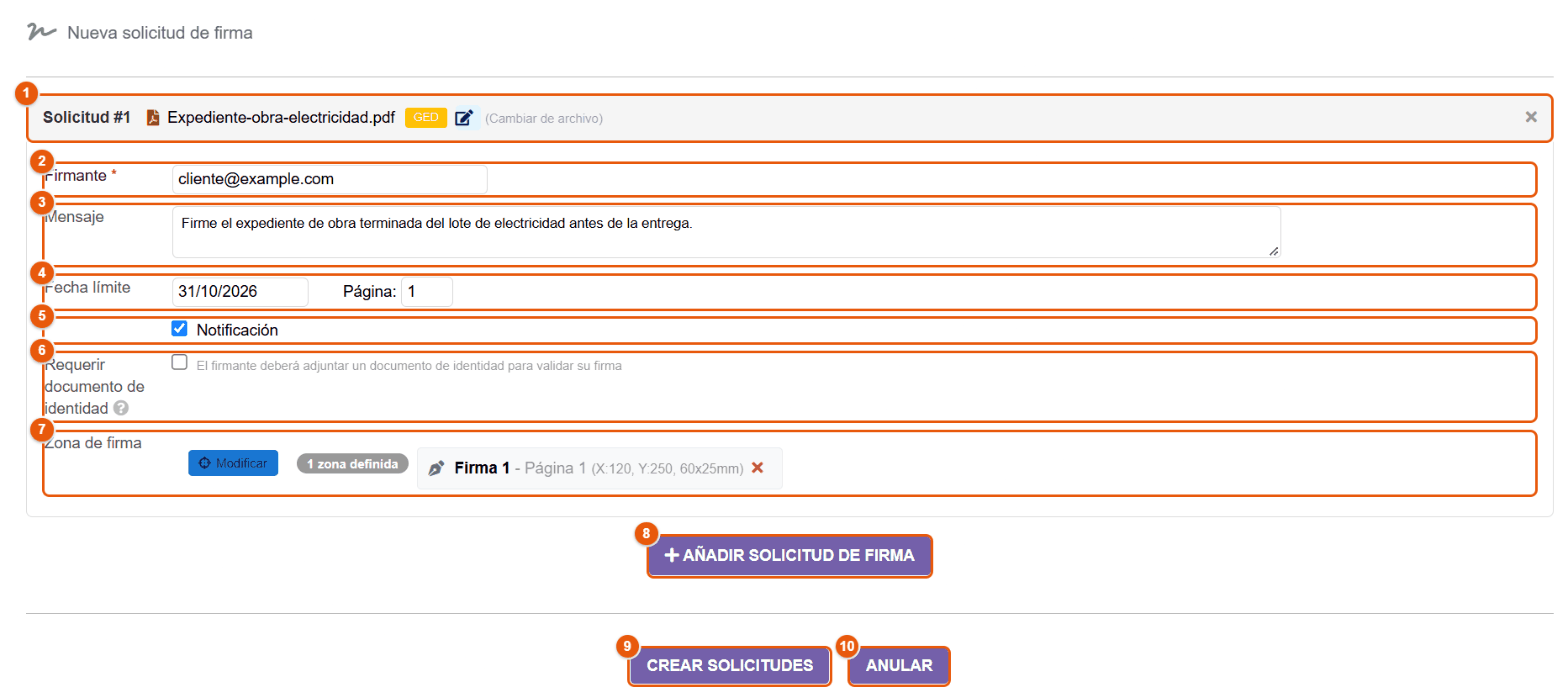 Nueva solicitud de firma