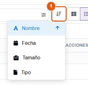 Menú Clasificar