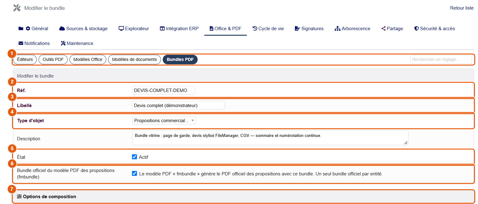 Fiche d'un bundle PDF