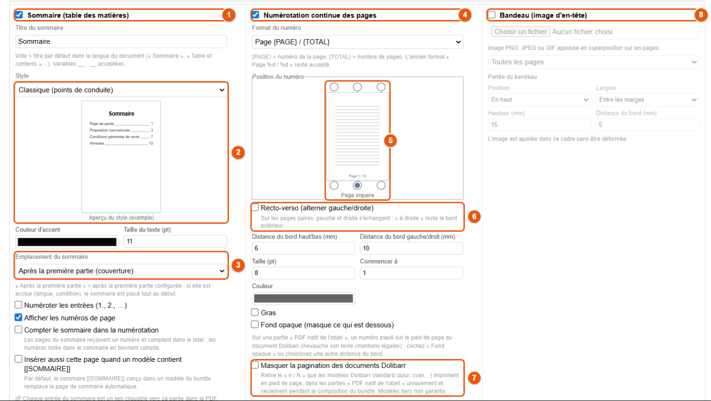 Options de composition d'un bundle