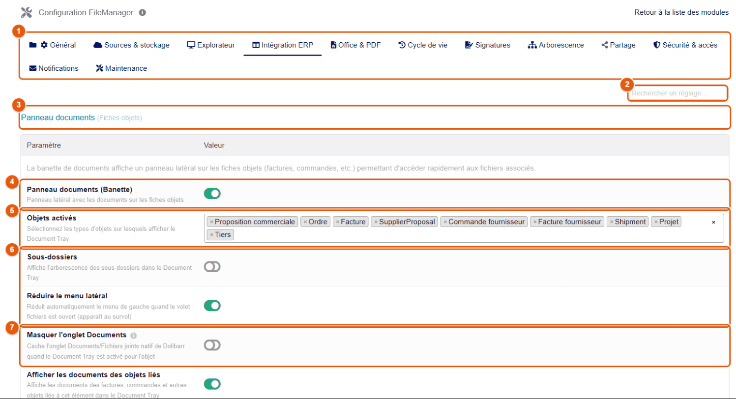 Onglet Intégration ERP