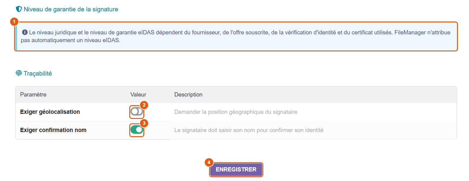 Niveau de garantie et traçabilité