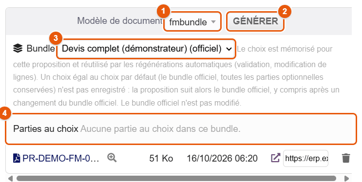 Génération d'un bundle sur une fiche proposition