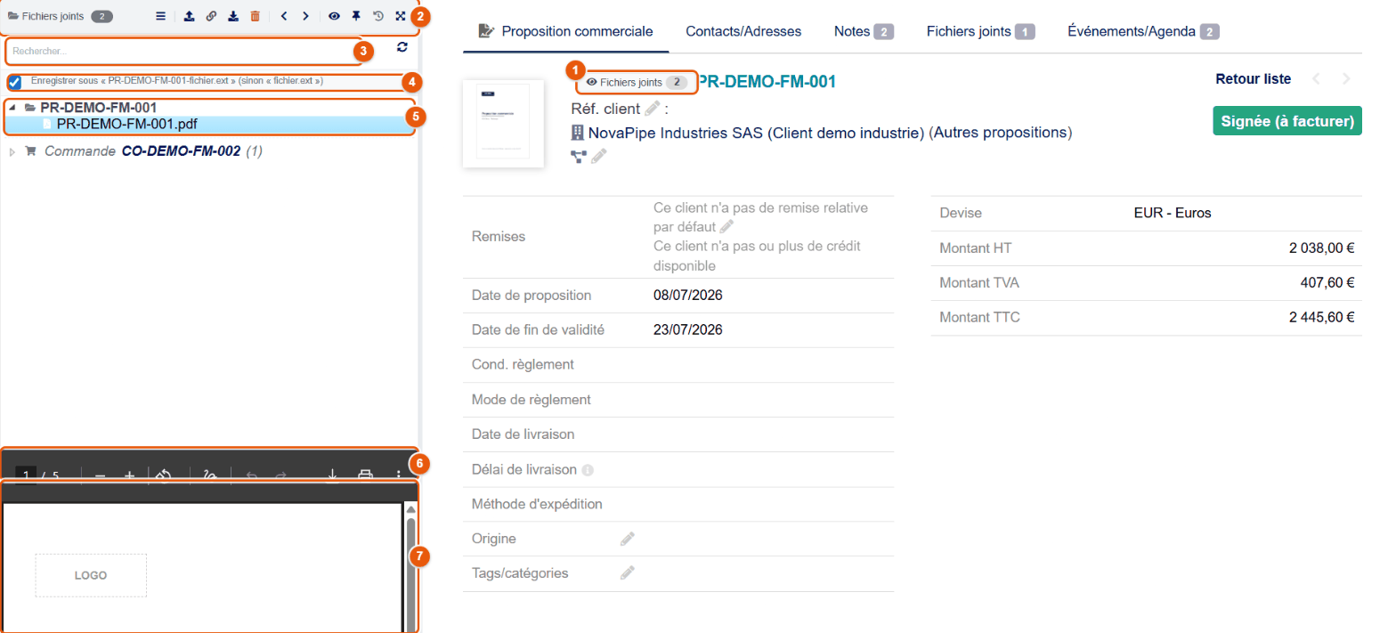 Banette sur une fiche proposition commerciale