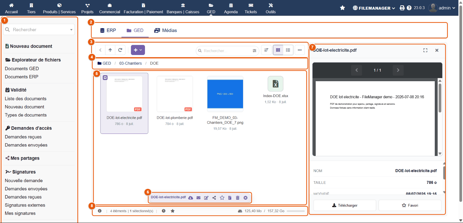 Vue d'ensemble de l'explorateur FileManager