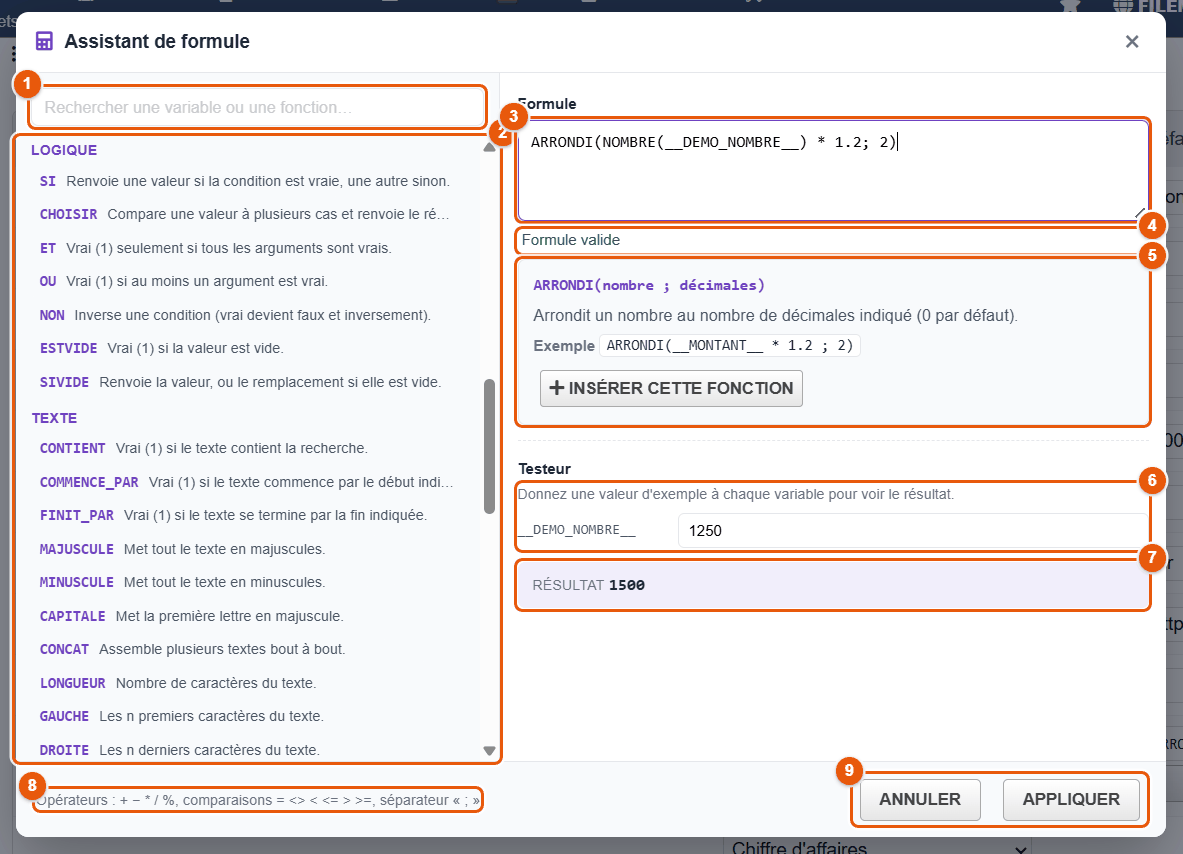 Assistant de formule