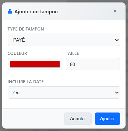Fenêtre Ajouter un tampon de l'éditeur PDF